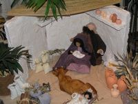 Figurines bibliques de Joseph, Marie et l'enfant Jésus